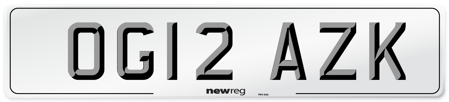 OG12 AZK Number Plate from New Reg